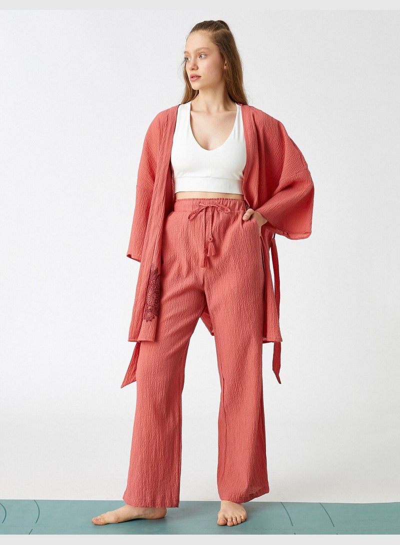KOTON Cotton Detail Palazzo Yoga Sweat Bottom  - Image 2