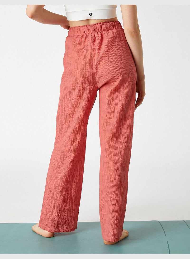 KOTON Cotton Detail Palazzo Yoga Sweat Bottom  - Image 4
