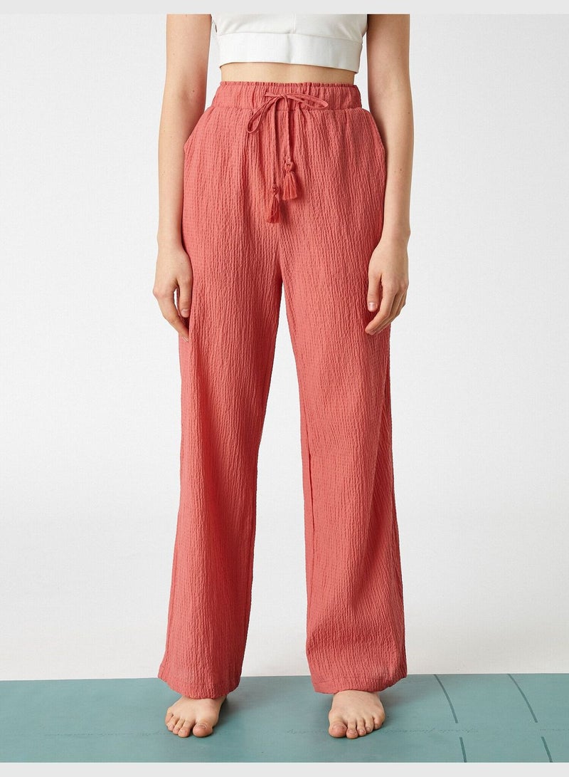 KOTON Cotton Detail Palazzo Yoga Sweat Bottom  - Image 3