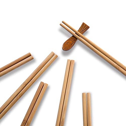 Mannice Chopsticks Reusable Chinese Natural Bamboo Chopsticks 9.8"/25cm Long Lightweight Wood Chopstick Set For Restaurant Eating Cooking -10 Pairs gift Sets Dishwasher Safe Japaness Style - Image 2