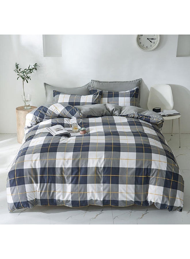 NIBEMINENT 4-Piece Queen Size Luxurious Cotton And Soft Microfiber Comforter Set (1 Duvet/Quilt Cover, 1 Flat Sheet, 2 Pillowcases) Multicolour - Image 1