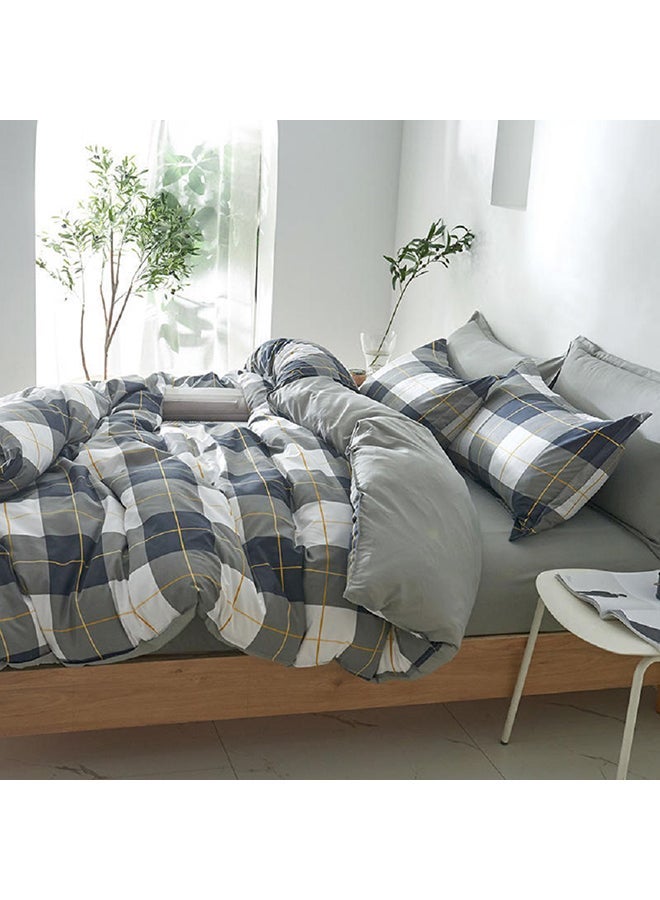 NIBEMINENT 4-Piece Queen Size Luxurious Cotton And Soft Microfiber Comforter Set (1 Duvet/Quilt Cover, 1 Flat Sheet, 2 Pillowcases) Multicolour - Image 3