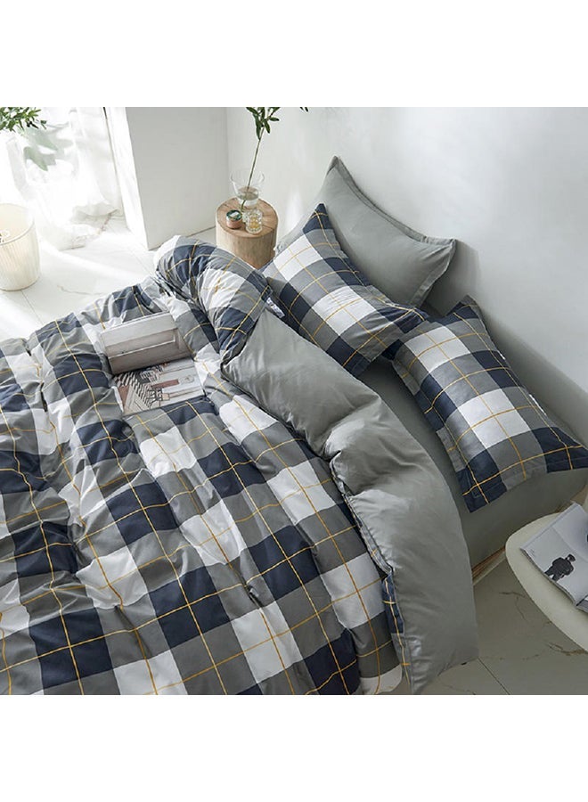 NIBEMINENT 4-Piece Queen Size Luxurious Cotton And Soft Microfiber Comforter Set (1 Duvet/Quilt Cover, 1 Flat Sheet, 2 Pillowcases) Multicolour - Image 2