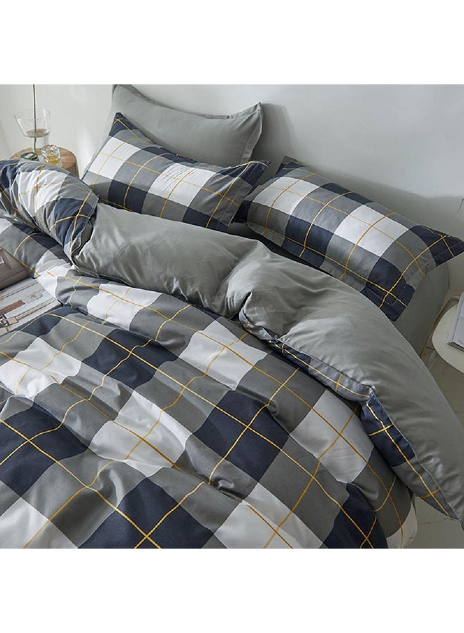 NIBEMINENT 4-Piece Queen Size Luxurious Cotton And Soft Microfiber Comforter Set (1 Duvet/Quilt Cover, 1 Flat Sheet, 2 Pillowcases) Multicolour - Image 4