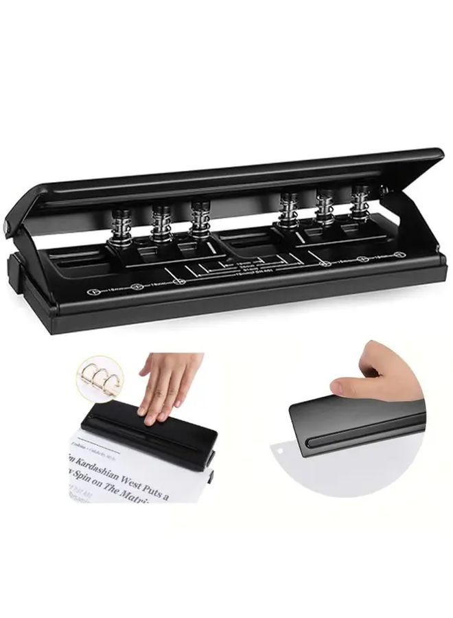 6 Hole Adjustable Spacing Punch Heavy Duty Porous Metal Manual Binding Tool 1pc - Image 1