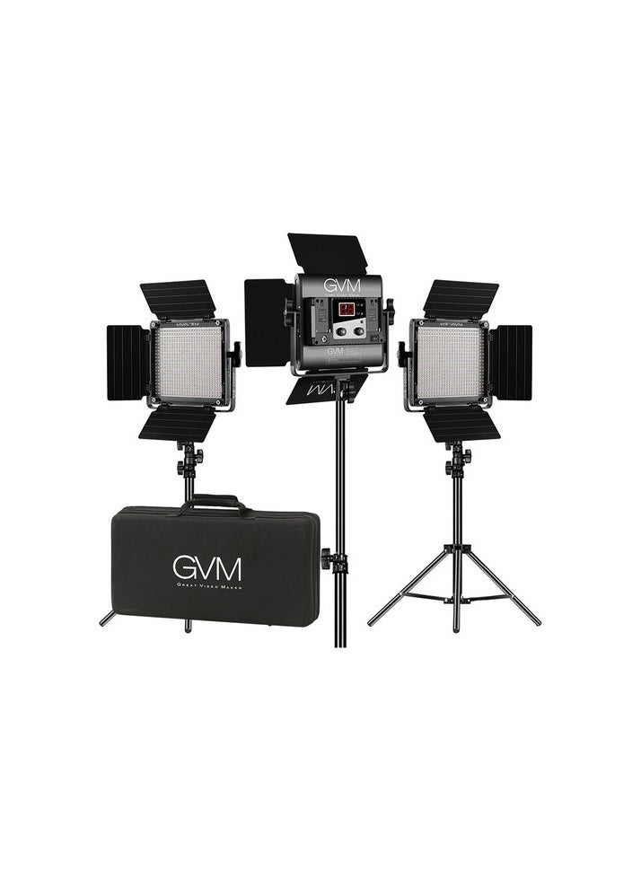 GVM Great Video Maker GVM 560AS Bi Color LED Light Panel 3 Light Kit  - Image 1