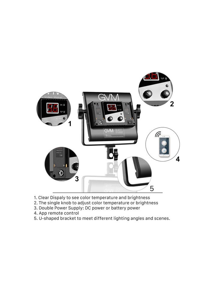 GVM Great Video Maker GVM 560AS Bi Color LED Light Panel 3 Light Kit  - Image 3