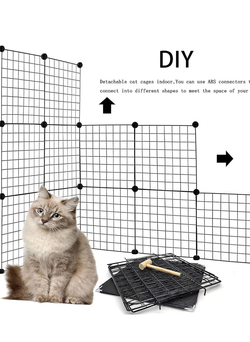 2 Tier Cat Cage Indoor Cat Enclosures Crate DIY Pet Playpen Detachable Dense Metal Wire Ferret Cage Indoor Cat Kennels for Kitten Puppy Bunny Exercise - Image 4