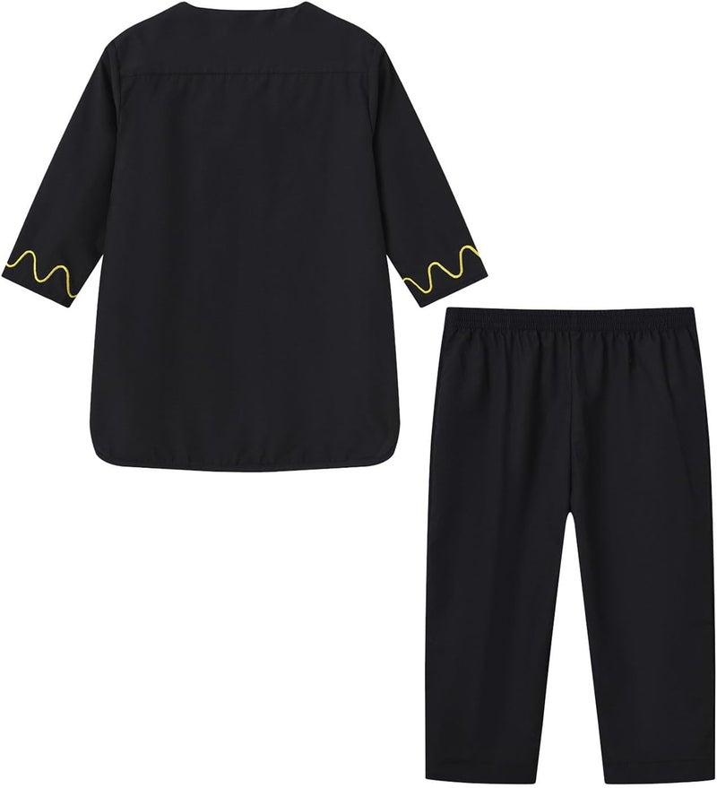 Thobe Boys Muslim Kaftan Long Sleeve Islamic Abaya Bag Arabic Dubai Children's Prayer Clothing Robe Plain Embroidery A2 - Image 2