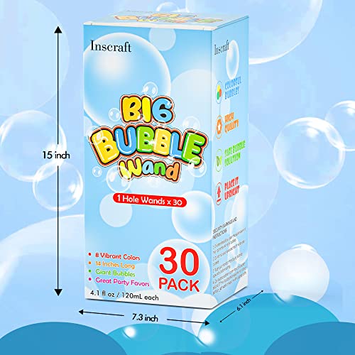 Inscraft 30 Pack 14’’ Big Bubble Wands, 8 Colors 1 hole wands x30 for Summer Toy, Outdoor/Indoor Activity, Easter, Birthday, Graduation, Bubbles Party Favors for Kids - Image 5