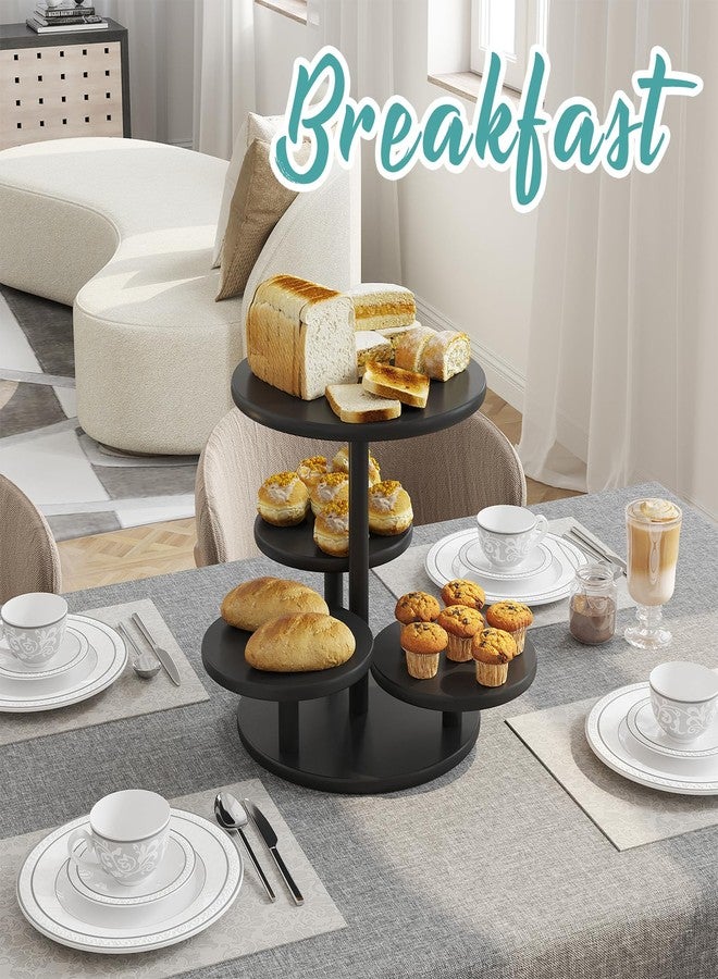 Vriccc Cupcake Stand, 4 Tier Round Bamboo Wood Black Cupcake Tower Stand for 50 Cupcakes, Tiered Serving Trays, Wood Cake and Cupcake Stand (Black_Bamboo) - Image 3