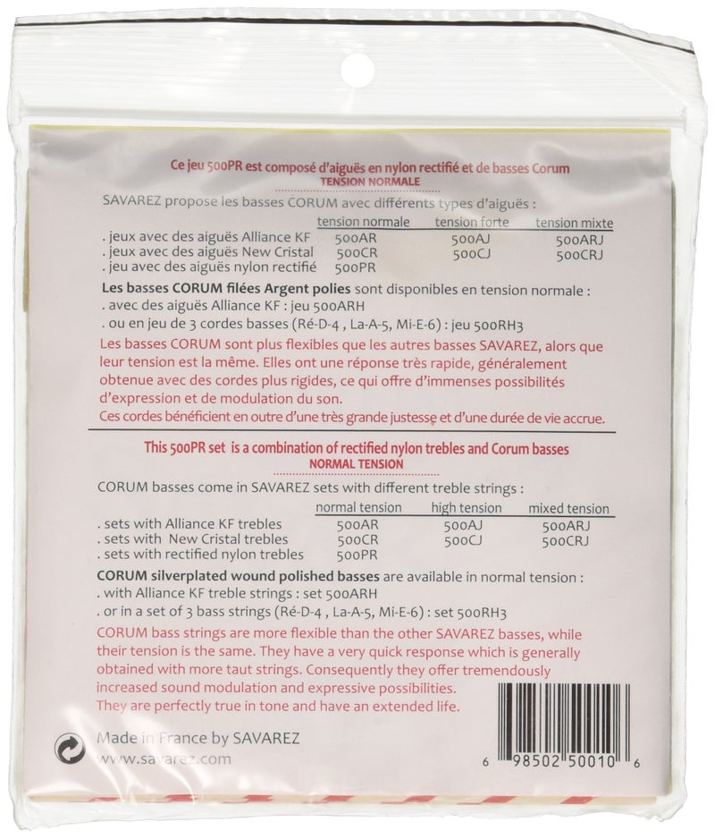 Savarez 500PR Corum Cristal Classical Guitar Strings, Standard Tension, Blue Card - Image 2