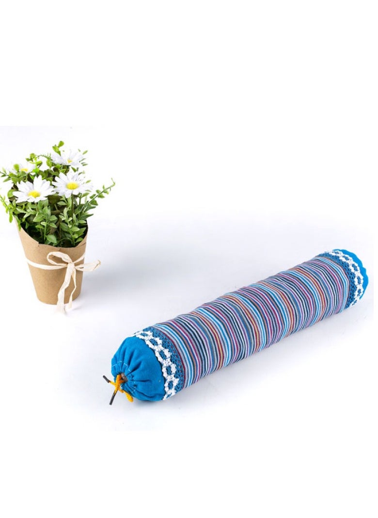 Y&D - Buckwheat Shell Cervical Nursing Pillow Waist Pillow Small Round Pillow Blue 38x9x5cm - Image 1