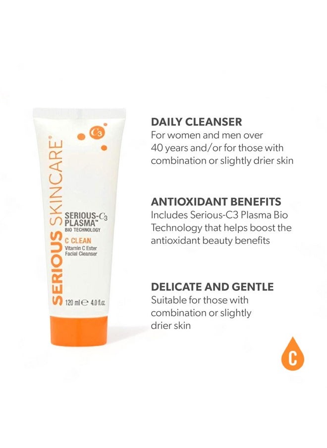 سيريوس سكين كير Serious Skincare - Serious C3 Vitamin C Plasma Night Trio Set - كريم الليل C-Restore، علاج تجميل العيون C ومنظف الوجه C Clean - الخطوط الدقيقة، البشرة الجافة الناضجة - بشرة أكثر نعومة وإشراقًا  - Image 5