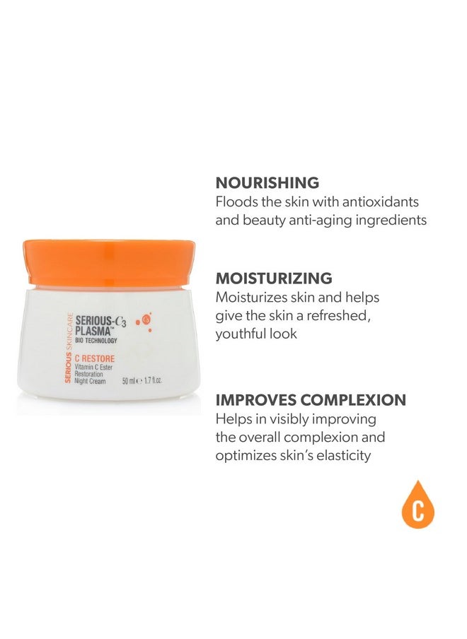 سيريوس سكين كير Serious Skincare - Serious C3 Vitamin C Plasma Night Trio Set - كريم الليل C-Restore، علاج تجميل العيون C ومنظف الوجه C Clean - الخطوط الدقيقة، البشرة الجافة الناضجة - بشرة أكثر نعومة وإشراقًا  - Image 3