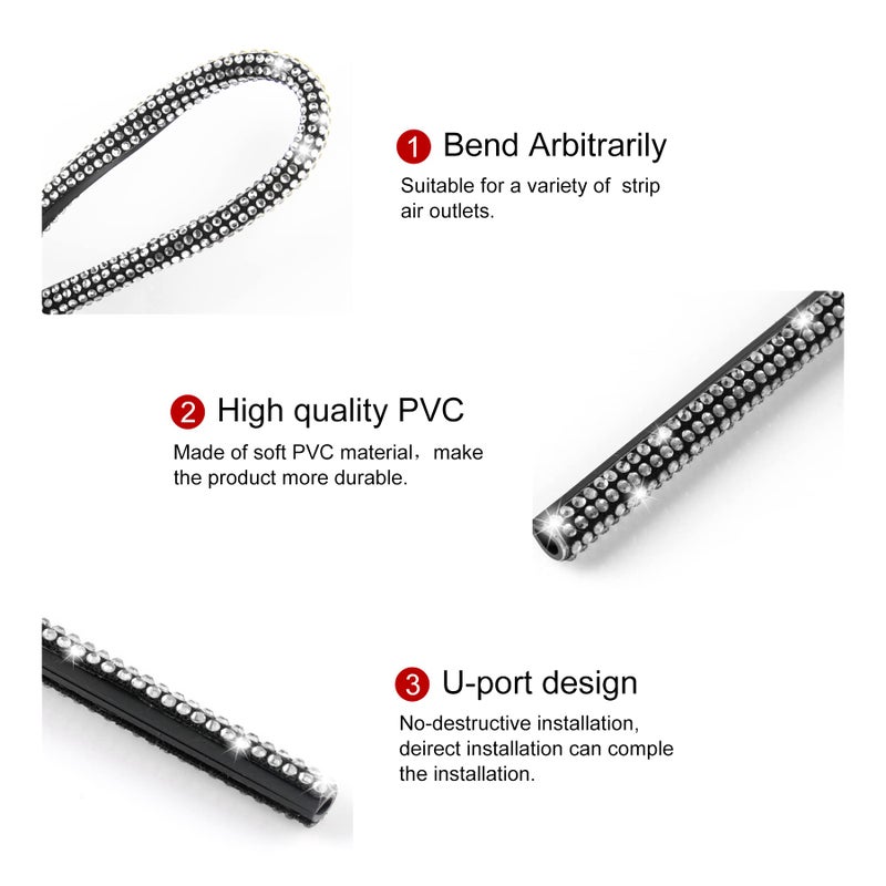 LivTee Bling Car Air Vent Outlet Moulding Trim, 10PCS Car Air Conditioner Decoration Strip, Bling Rhinestone Diamond Car Interior Accessories for Women and Teens, White - Image 2