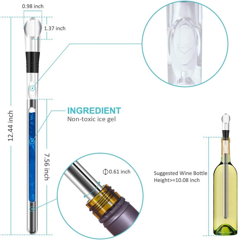 Newward Wine Chiller, 3-in-1 Stainless Steel Wine Bottle Cooler Stick - Rapid Iceless Wine Chilling Rod with Aerator and Pourer - The Best Wine Accessories Gift - Image 3