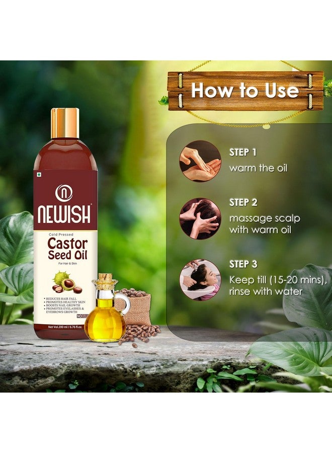 Newish Cold Pressed Castor Oil for Hair Growth, Skin & Eyebrows |Pure & Organic Arandi Oil |Promotes Thicker, Longer Hair & Repairs Cracked Heels - 200ml - Image 3