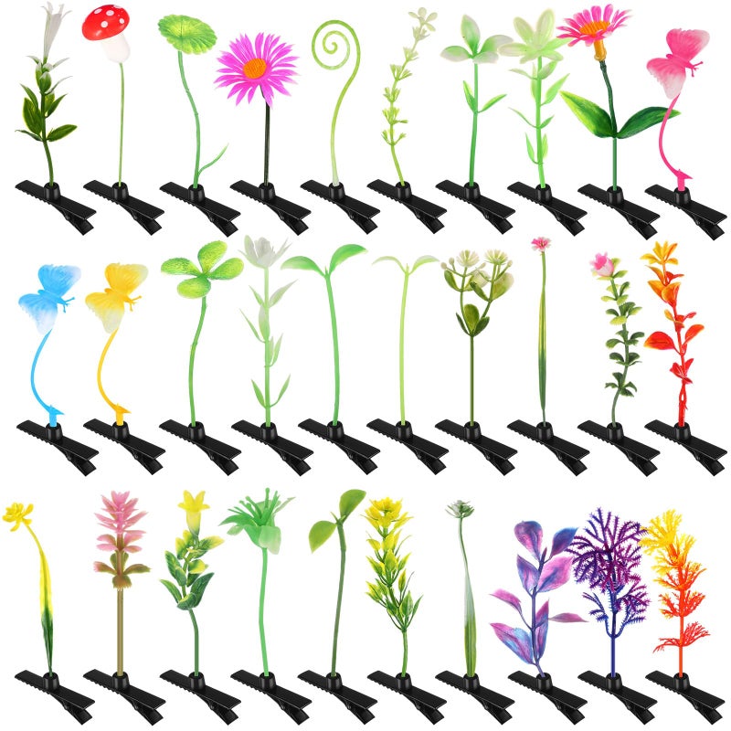 Luinabio 30 Pcs Bean Sprout Hair Clips Rave Mixed Style Plant Hairpins Hair Accessories for Party IrishFlower Style