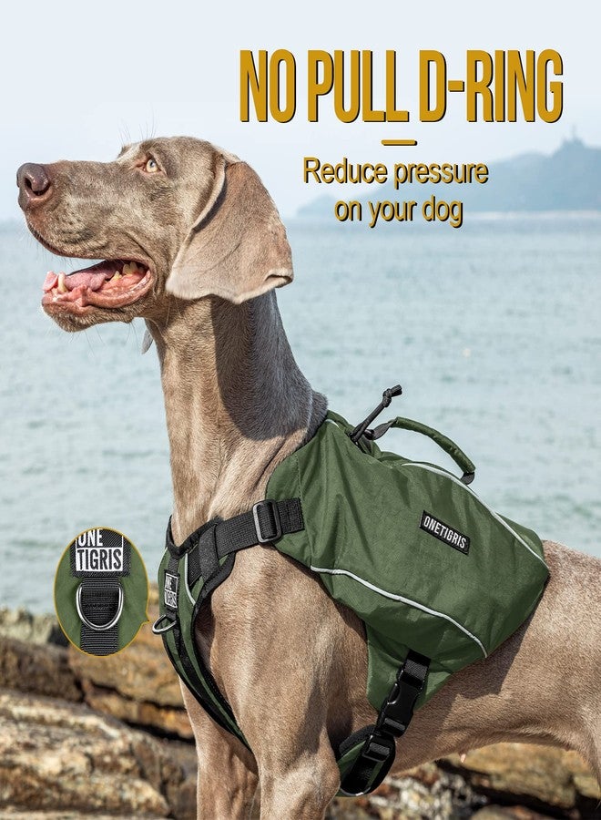 ONETIGRIS Y-Shaped Dog Backpack with Handle, Pockets & No Pull D-Rings, Lightweight Hiking Gear for Dogs Hunting Camping Travel (Medium, Green) - Image 3