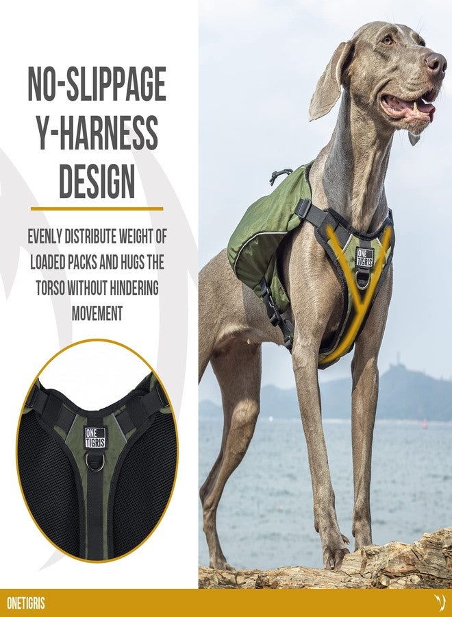 ONETIGRIS Y-Shaped Dog Backpack with Handle, Pockets & No Pull D-Rings, Lightweight Hiking Gear for Dogs Hunting Camping Travel (Medium, Green) - Image 2