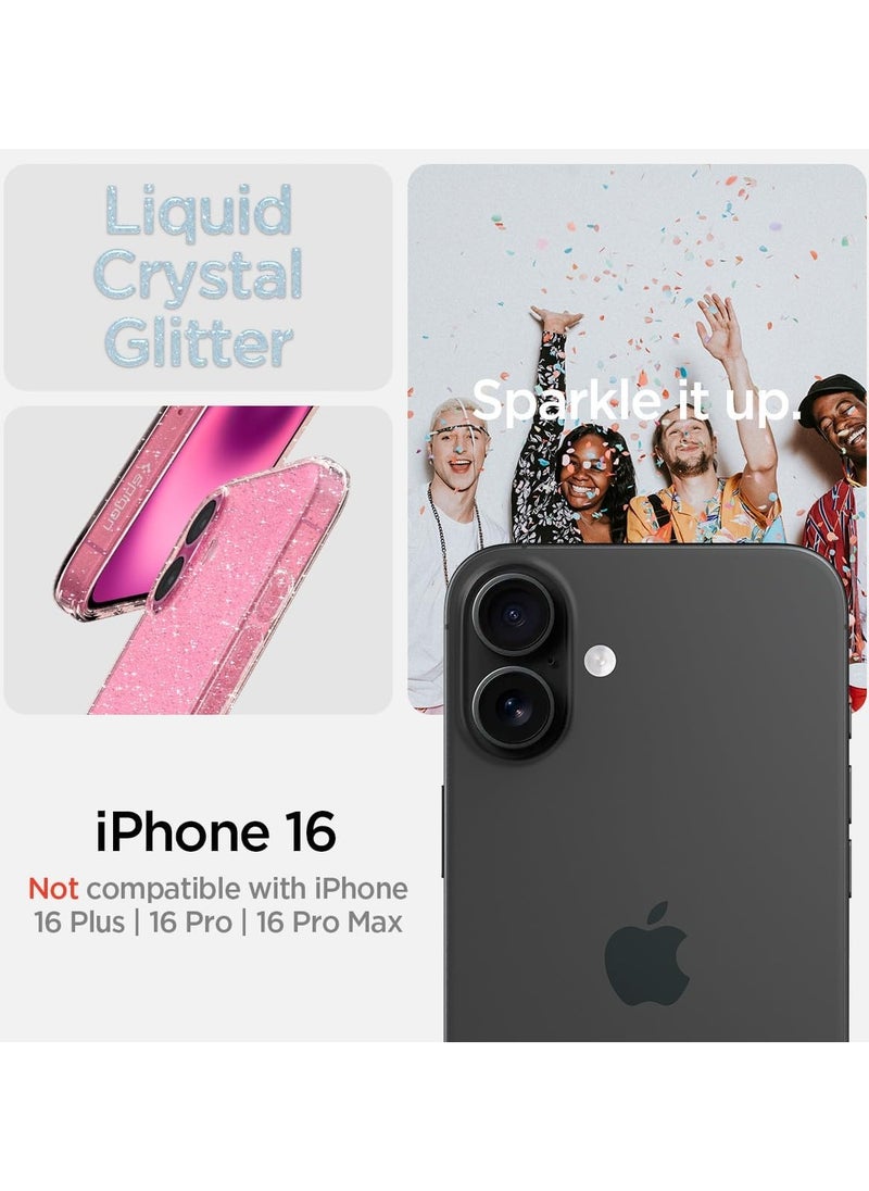 Spigen Liquid Crystal Glitter for iPhone 16 Case Cover (2024) - Rose Quartz  - Image 2