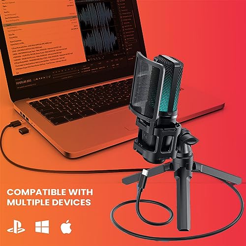Audio Array AM-C32 Professional RGB USB Condenser Microphone with Tripod/Pop Filter & Shock Mount | No Latency Monitoring & Mute Button | For PC/Mobile, Gaming, Podcast, Streaming, Recording & Singing - Image 4