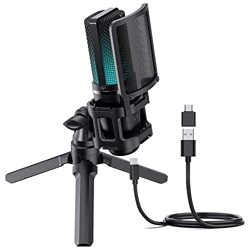 Audio Array AM-C32 Professional RGB USB Condenser Microphone with Tripod/Pop Filter & Shock Mount | No Latency Monitoring & Mute Button | For PC/Mobile, Gaming, Podcast, Streaming, Recording & Singing - Image 2