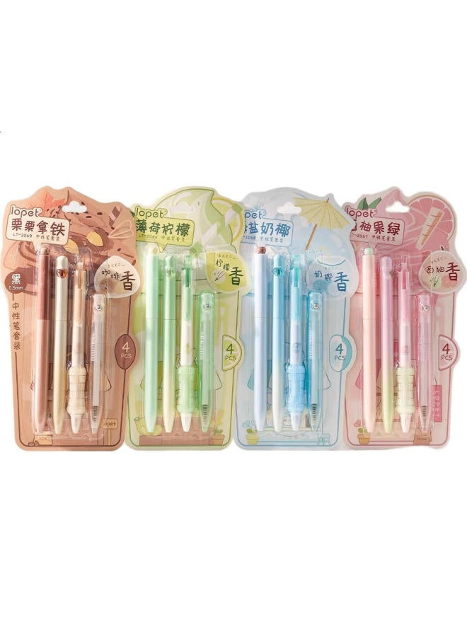 Lopet Retractable Gel Pen 0.5Mm Black High-Quality Water-Based Pen Push-Button Student Exam Writing Pen Carbon Pen Sea Salt Milk Coconut Lt-2068 - Image 3