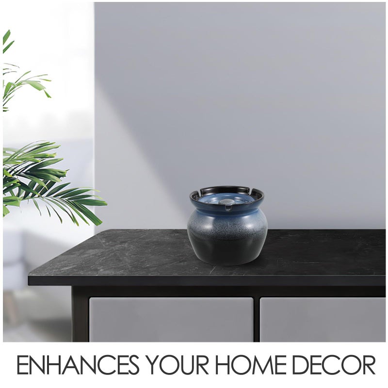 Ceramic Ashtray With Lid Gradient Blue Portable Windproof For Indoor Outdoor - Image 4
