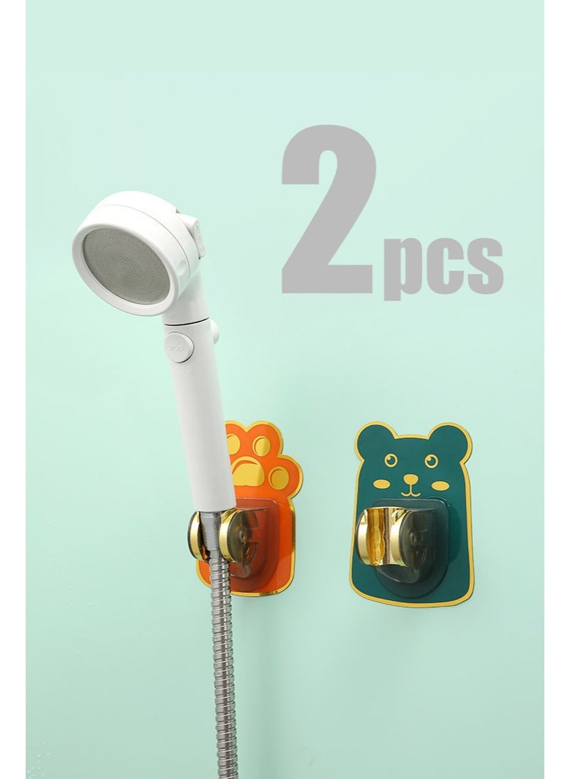 2 Pcs Shower Bracket, Punch-Free Wall Mounted Shower Head Holder Self Adehesive Waterproof Showerhead Stand Adjustable Bathroom Accessories，Cartoon Bathroom Shower Head Holder for kids boys girls  - Image 2