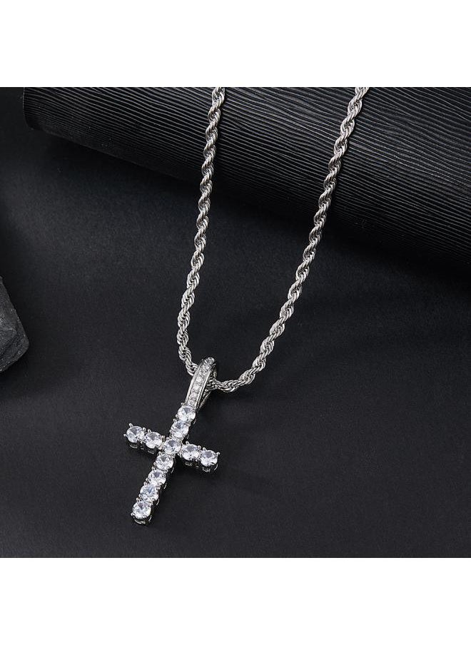 NIBEMINENT Ma Siwei With Zircon Cross Necklace Female High Sense Simple Luxury Pendant A Generation Of Hair 