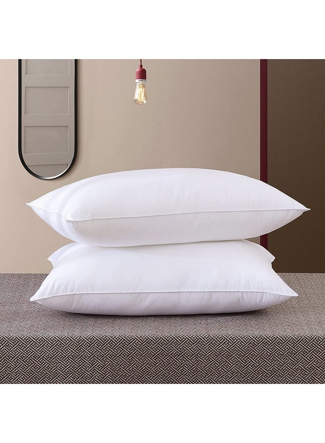 JY Reliance Microfiber Feeling Satin Stripe White Fabric Bed Pillow for Sleeping (Pack of 2) (16'' X 26'') - Image 1
