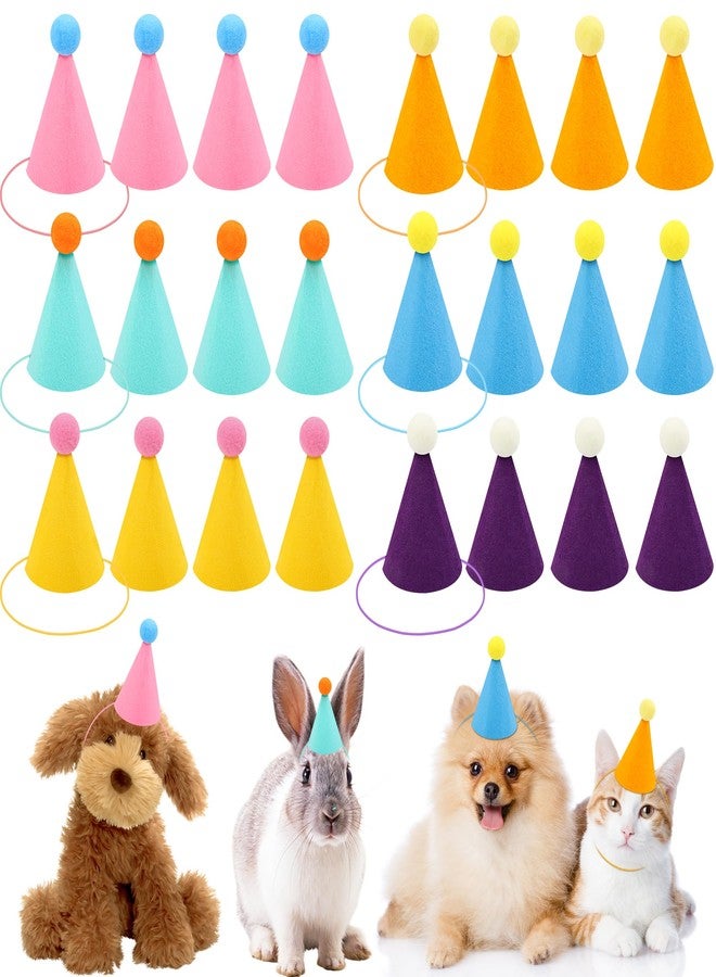 Windspeed 24P Mini Party Hat for Stuffed Animal Birthday Hats for Small Medium Dogs Cat Puppies Birthday Christmas Party Decoration, Felt Material - Image 1