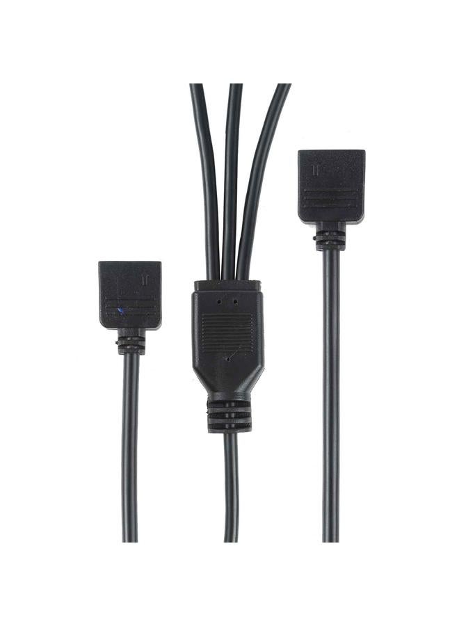 إيروريكس كابل تمديد تبريد الكمبيوتر الشخصي AURA RGB ثلاثي السنون 5 فولت من 1 إلى 3 للوحة الأم من Asus (أسود) - Image 2