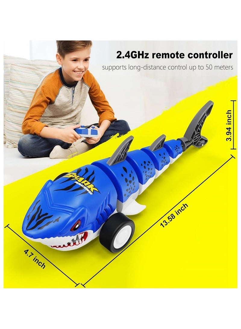 Shark Remote Control Car for Boys, 2.4Ghz Electric RC car with Glowing Light and Flexible Tail,Rechargeable Robot Shark Toys with Swing and Straight Mode, Hobby Shark Toys for Kids - Image 2