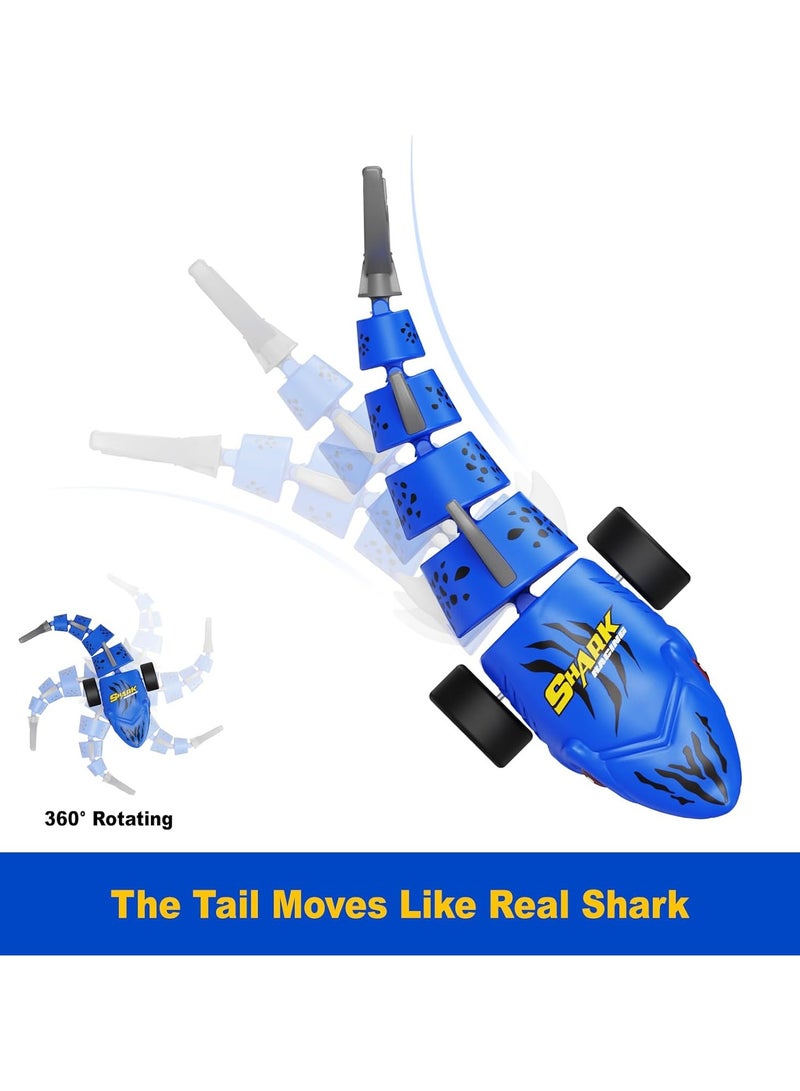 Shark Remote Control Car for Boys, 2.4Ghz Electric RC car with Glowing Light and Flexible Tail,Rechargeable Robot Shark Toys with Swing and Straight Mode, Hobby Shark Toys for Kids - Image 3