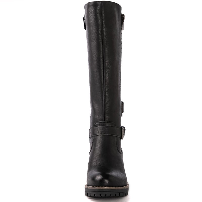 GLOBALWIN Womenâ€™s Black Knee-High Riding Boots Tall Fashion Boots with Chunky Low Heel & Side Zipper Everyday Wear Casual Boots For Women Size 8.5M - Image 4