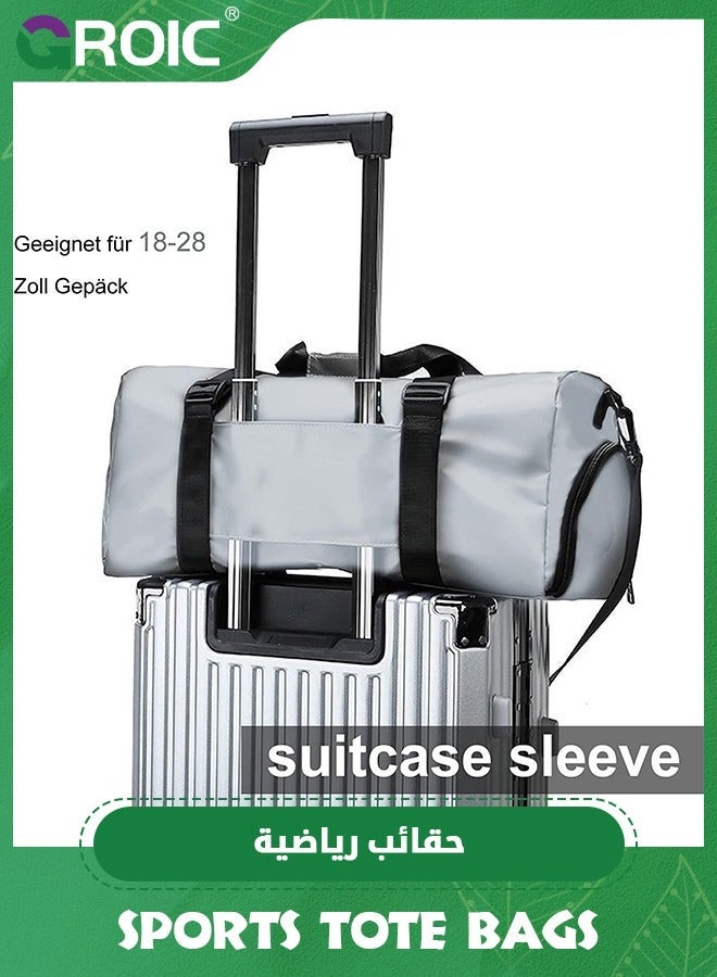 GROIC Sports Gym Bag for Women and Men,Small Duffle with Shoulder Strap Handbag,Sports Separated Shoe Compartment ,Outdoor Large-capacity Travel Bag(Silver) - Image 4