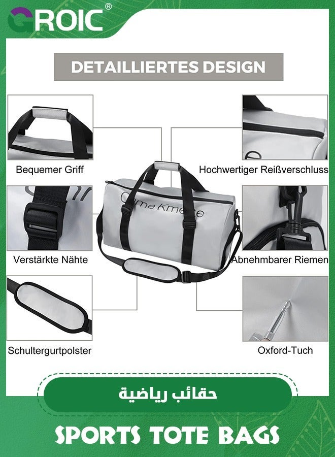 GROIC Sports Gym Bag for Women and Men,Small Duffle with Shoulder Strap Handbag,Sports Separated Shoe Compartment ,Outdoor Large-capacity Travel Bag(Silver) - Image 3