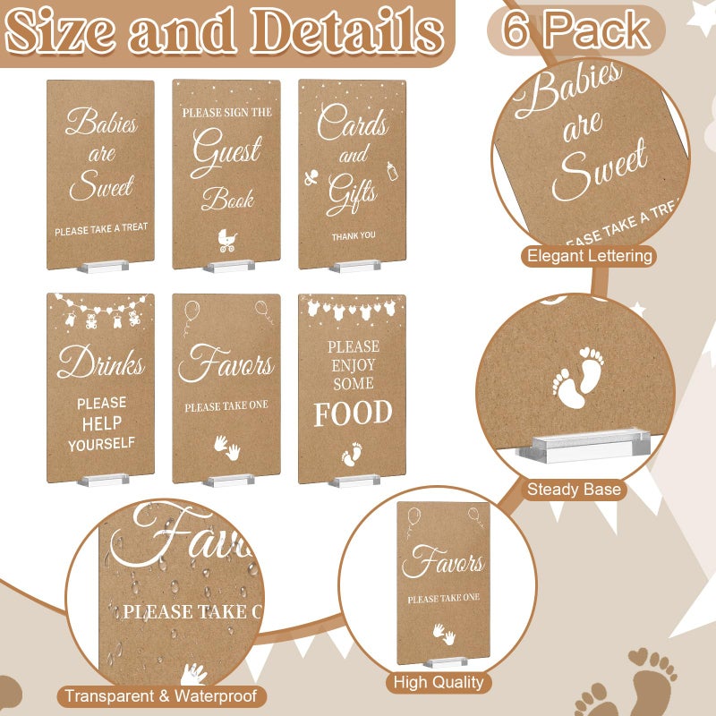 Yousoontic 6 Pcs Kraft Baby Shower Table Decorations Acrylic Sign Centerpieces with Stand Take One Sign Birthday Decorations Party Supplies 5 x 7" - Image 3