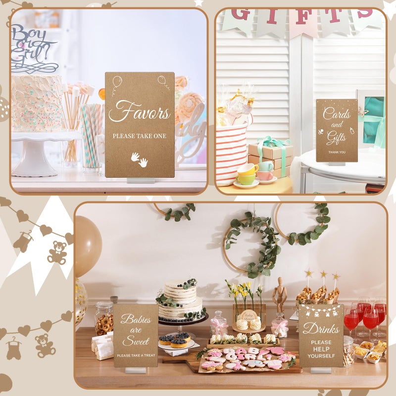 Yousoontic 6 Pcs Kraft Baby Shower Table Decorations Acrylic Sign Centerpieces with Stand Take One Sign Birthday Decorations Party Supplies 5 x 7" - Image 5