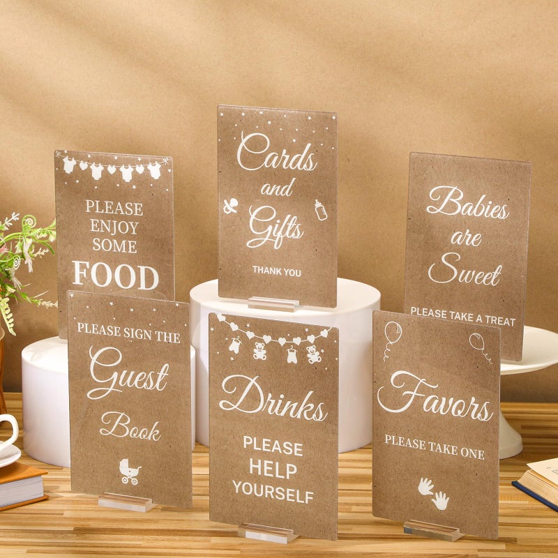 Yousoontic 6 Pcs Kraft Baby Shower Table Decorations Acrylic Sign Centerpieces with Stand Take One Sign Birthday Decorations Party Supplies 5 x 7" - Image 4