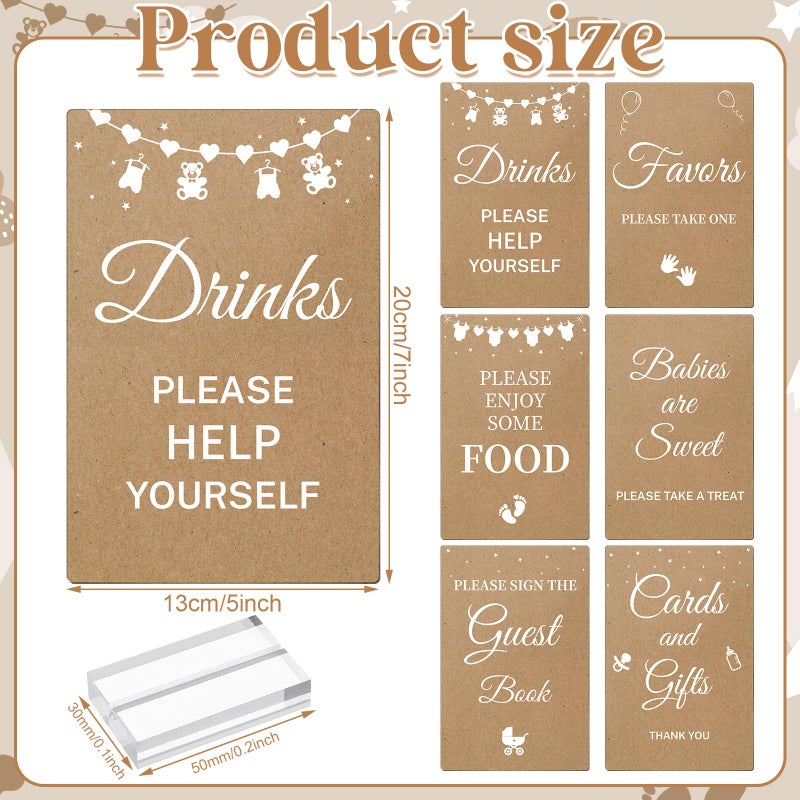Yousoontic 6 Pcs Kraft Baby Shower Table Decorations Acrylic Sign Centerpieces with Stand Take One Sign Birthday Decorations Party Supplies 5 x 7" - Image 2