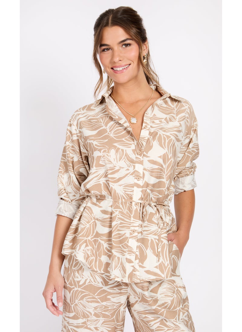 Little Mistress Printed Tie Detailed Top  - Image 1