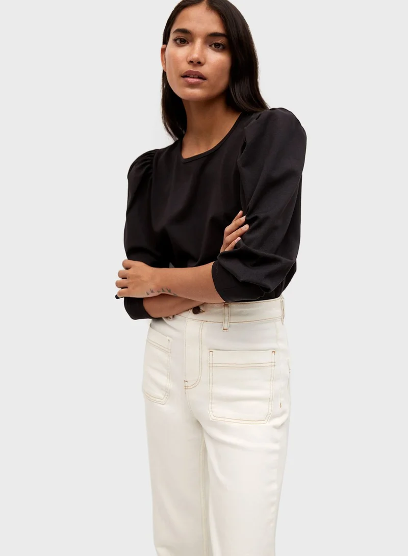 MANGO Puff Sleeve Top