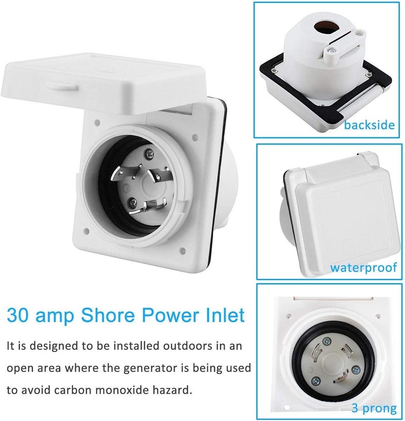 Podoy RV Power Inlet 125V 30 AMP Power Plug with Weatherproof Cover Boot Kit - Image 5