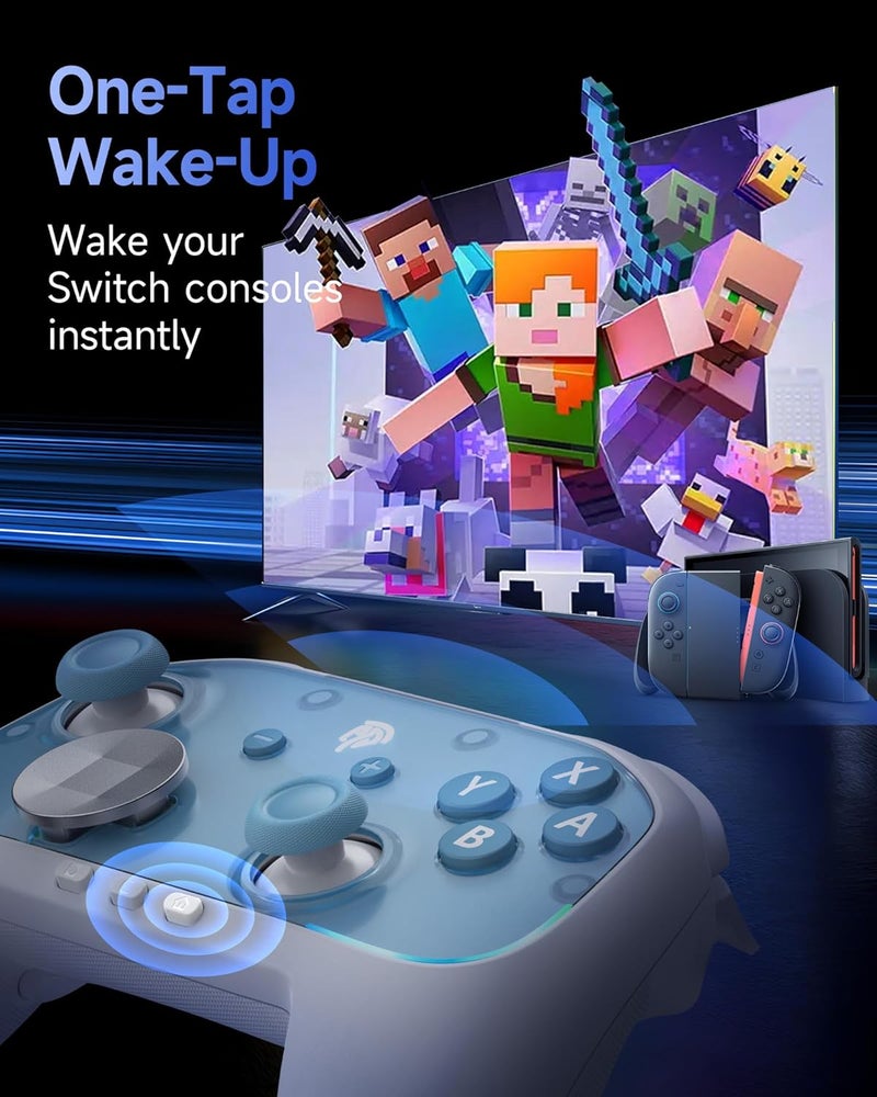 إيزي إس إم إكس وحدة تحكم EasySMX S10 لجهاز Switch 2/Switch/PC: تفعيل بضغطة زر واحدة، عصا تحكم مضادة للانحراف (TMR Anti-Drift Joystick)، أزرار ميكانيكية، جيروسكوب ثلاثي الأبعاد، وحدة تحكم بلوتوث مزودة بشاشة D-Pad قابلة للتغيير وإضاءة RGB، اللون أبيض. - Image 2
