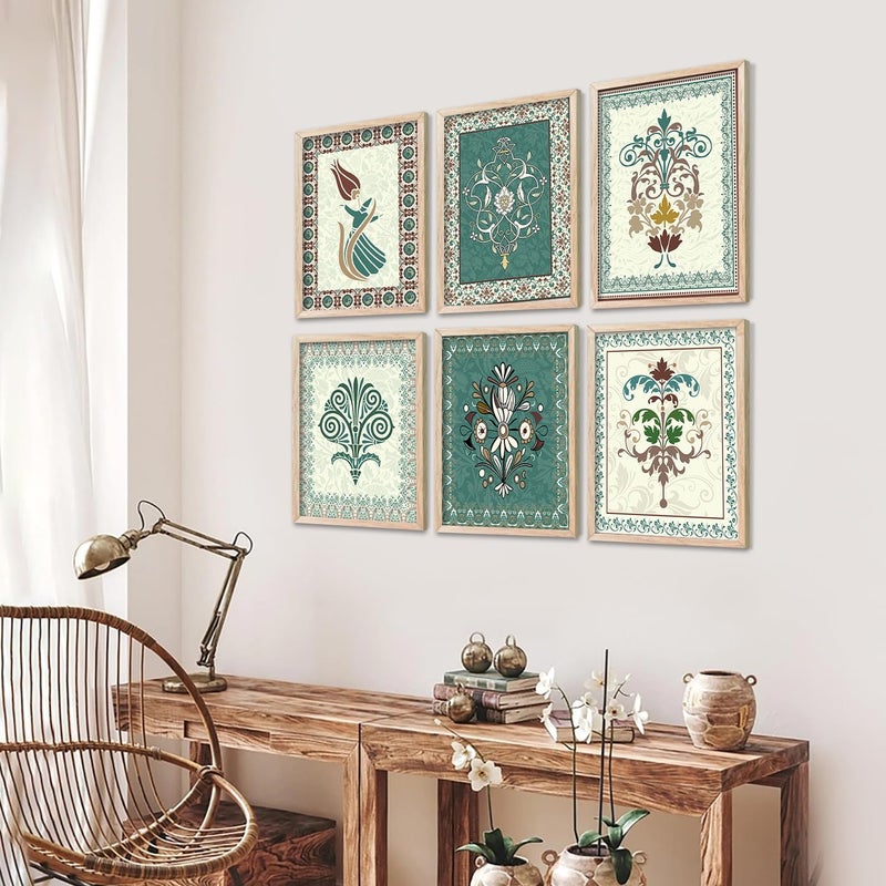 AVENZA Traditional Indian MadhubaniPichwaiKonda Art Framed Painting For Living Room Bedroom OfficePainting For Wall Decoration Set of 6 Medium Painting12 - Image 4