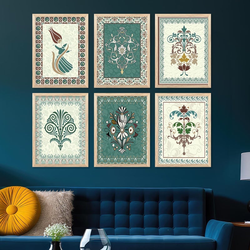 AVENZA Traditional Indian MadhubaniPichwaiKonda Art Framed Painting For Living Room Bedroom OfficePainting For Wall Decoration Set of 6 Medium Painting12 - Image 1